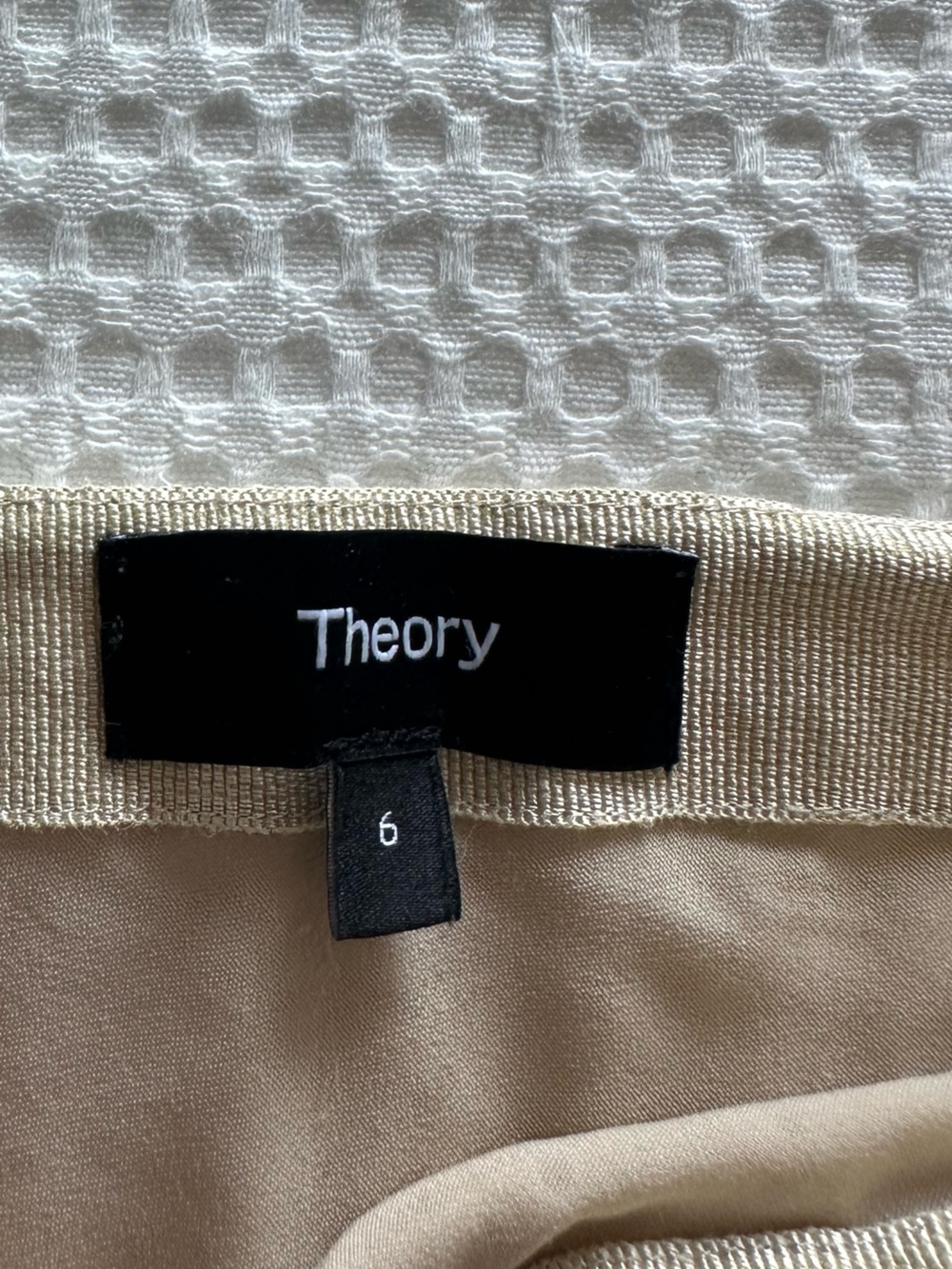 Theory Cream Midi Skirt with Subtle Eyelet Texture - Picture 3 of 5